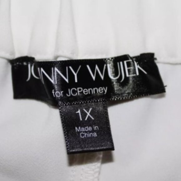 Johnny Wujek Prom Collection Wide Leg Flare White Pants Lined Size 1X W 36 In 30 - Picture 3 of 5